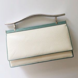 Judith Leiber leather purse with silver handle